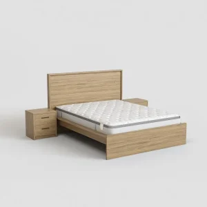 HARBOR Grey Oak King-Size Bed with Hidden Storage