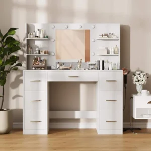 HARBOR Illuminated Vanity Table with Mirror and Drawers