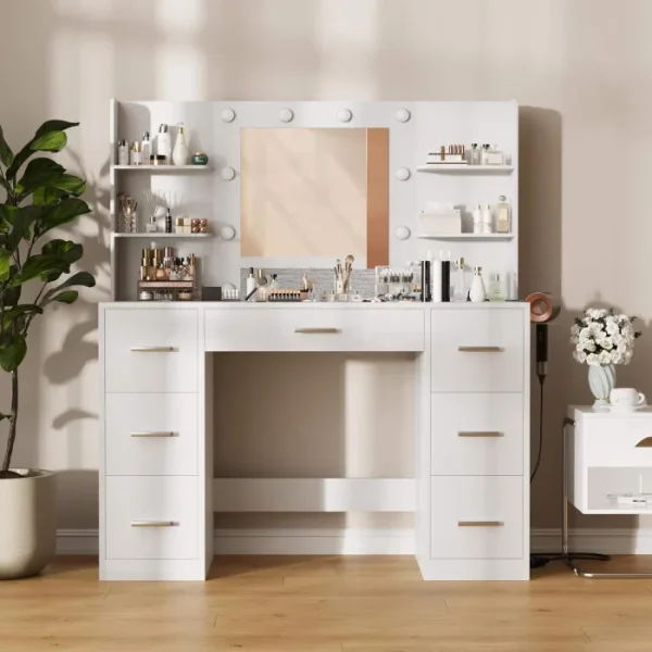 HARBOR Illuminated Vanity Table with Mirror and Drawers